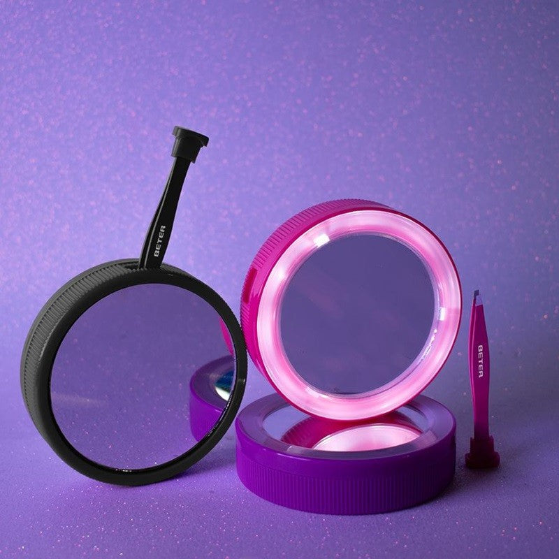 Espejo Doble con Luz LED y Clip de Punta Oblicua - Yumibio Espana
