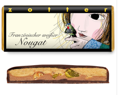 Snack de chocolate negro con leche con turrón blanco, pistachos y avellanas - Yumibio Espana