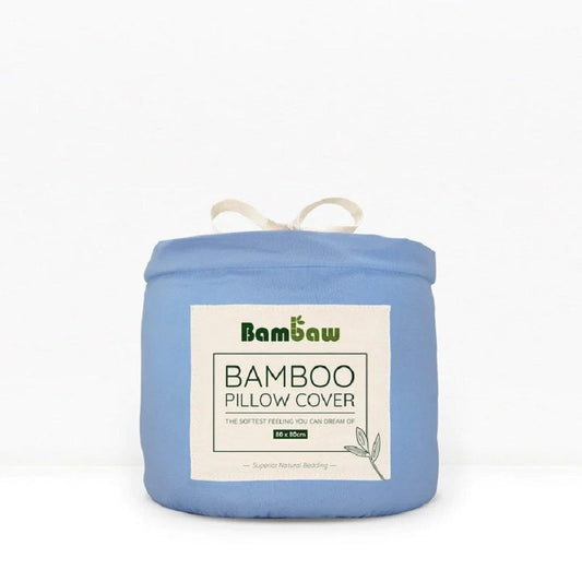 Par de Fundas de Almohada Pequeñas de Seda Vegana de Bambú - Azul Claro - Yumibio Espana