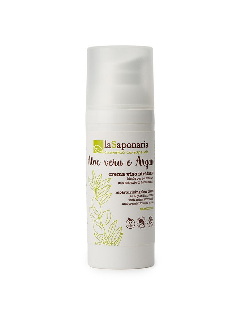 Crema facial hidratante con aloe y argán para pieles mixtas y grasas - Yumibio Espana