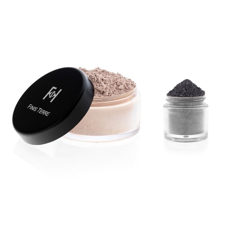 Iluminador beige brillante y sombra de ojos gris oscuro - Moon Stone &amp; Grey Stone - Yumibio Espana