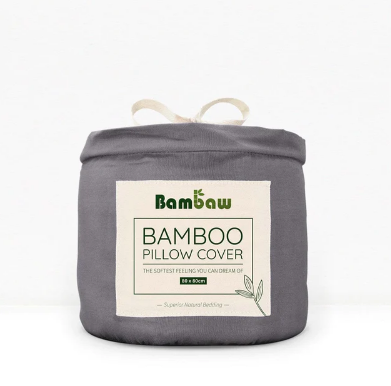 Par de fundas de almohada de seda vegana de bambú gris oscuro - Yumibio Espana